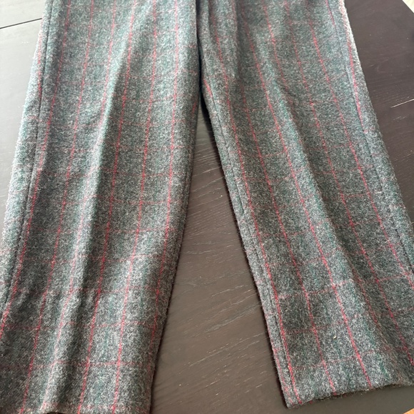 Vintage Woolrich Gray Plaid Wool Pants 38x30 USA Made w/ Original Suspenders - Picture 6 of 9